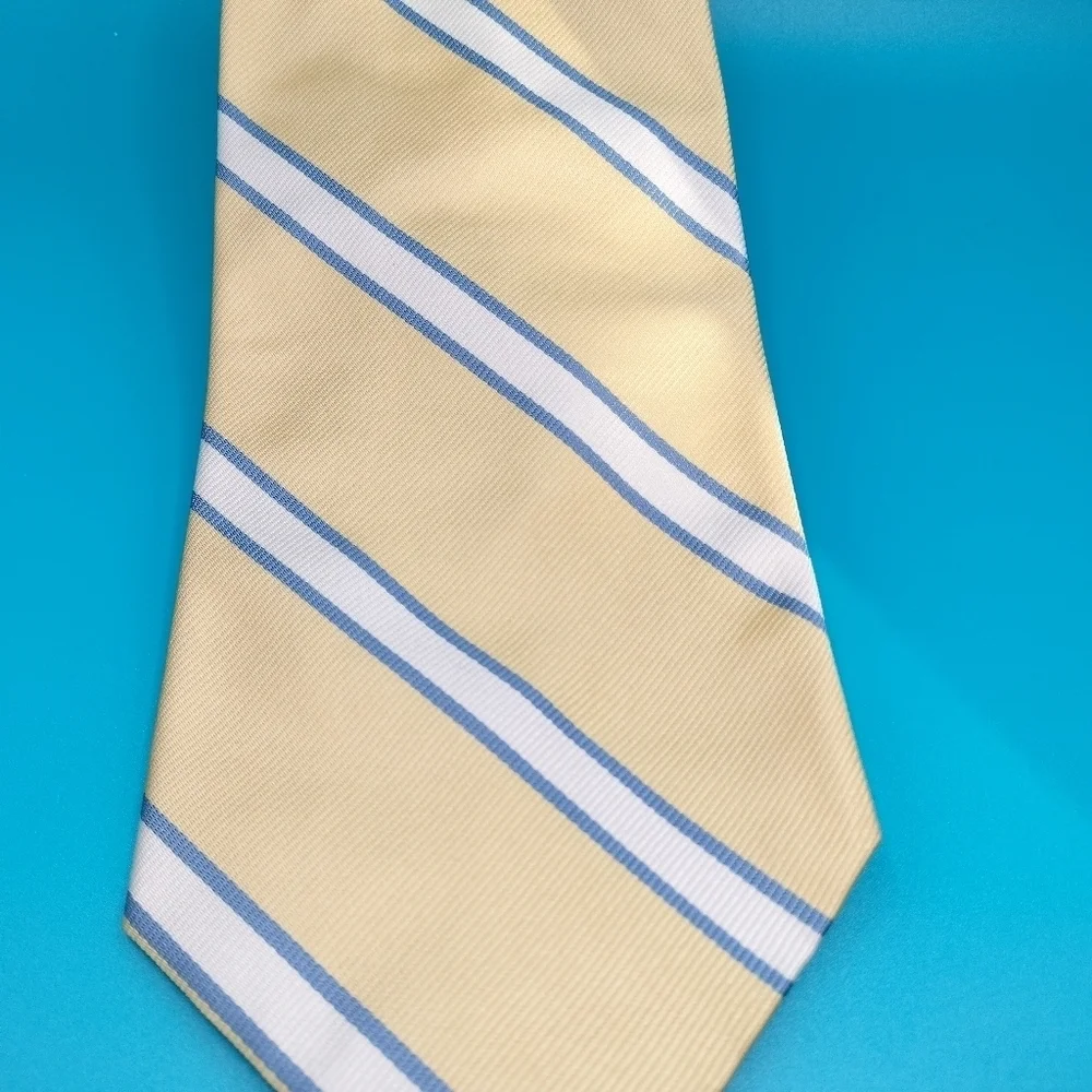 Ferrell Reed City of London Tie Necktie Silk Handsewn Repp Yellow Stripes GUC